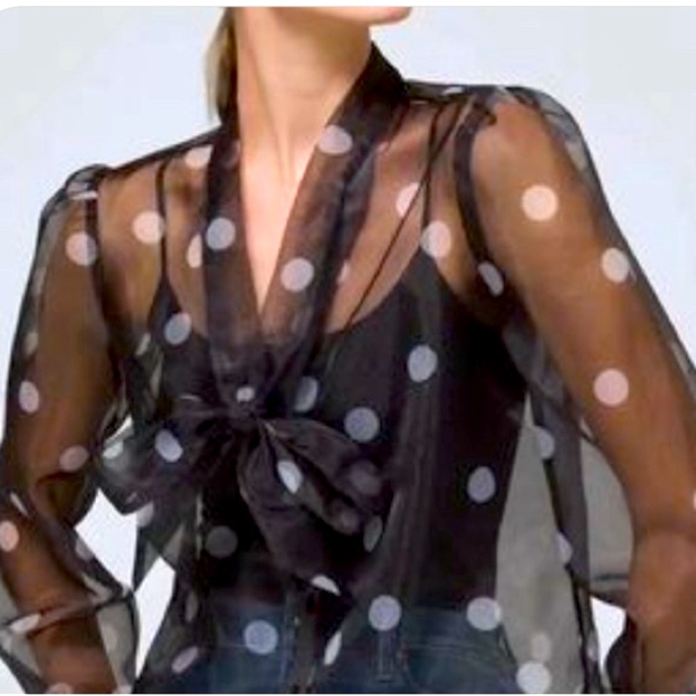 WHITE HOUSE BLACK MARKET ORGANZA FOT BLOUSE